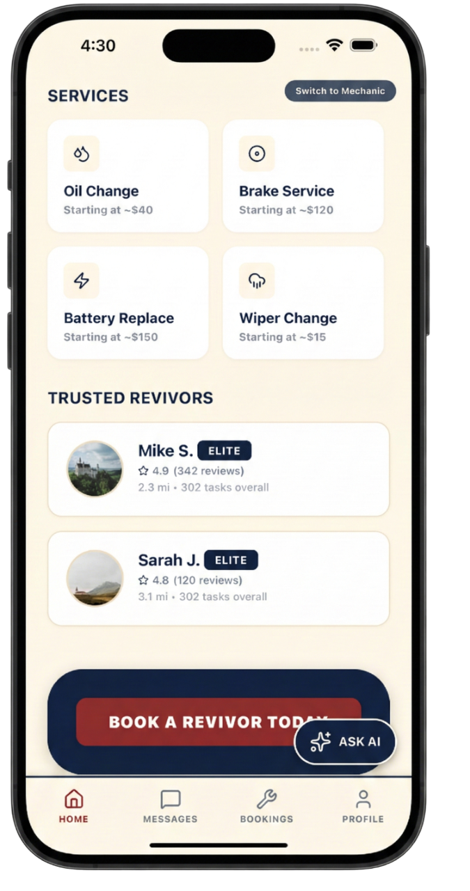 Revo App - Bookings